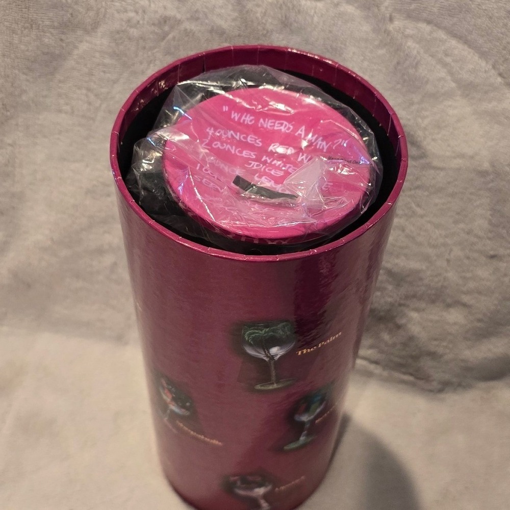 Lolita Who Needs A Man Hand Painted Wine Glass with Recipe and Gift Box Pink Red - Picture 7 of 7